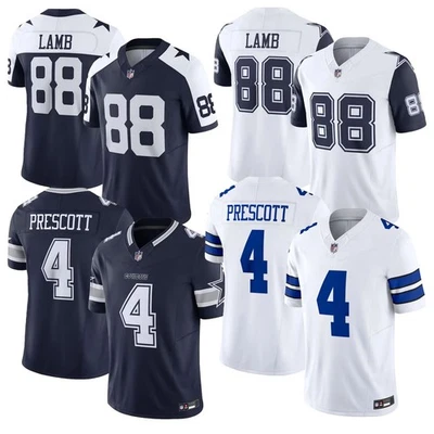 2025 Men's Cowboys CeeDee Lamb #88 Dak Prescott #4 All Stitched Jersey