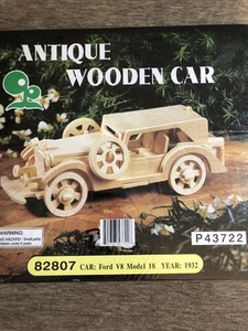 Antique Wooden Car Model Kit P43722 - 82807 1932 Ford V8 Model 18 SEALED - Picture 1 of 5