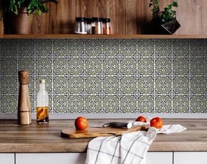 6" x 6" Vintage Salbei Medaillon abziehen und kleben abnehmbare Fliesen - Bild 1 von 7