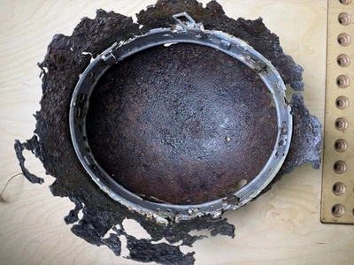 WW2 German M35 helmet shell with aluminium liner remains, cleaned-preserved #215 - Image 1 of 4
