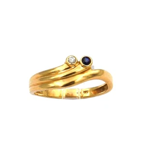 Saphir Diamant Ring mit 0.04 ct Diamanten in 585 Gelbgold - Picture 1 of 6