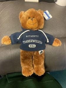 2003 NBA Minnesota Timberwolves Teddy Bear Plush Hoodie Mascot Vintage Tag - Picture 1 of 5