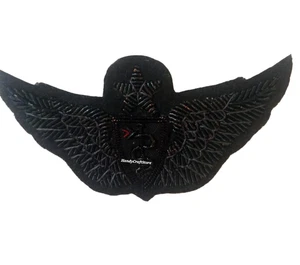 Parche cresta emblema aviador piloto negro insignia ala bordado hecho a mano coser - Imagen 1 de 4