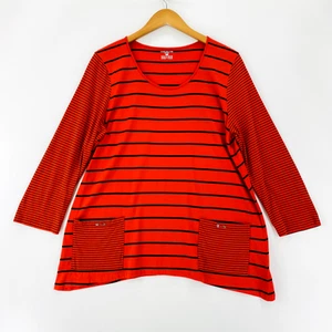 Jones New York Sport Top Damen XL rot gestreift Tee maritim Freizeitkleidung - Bild 1 von 11