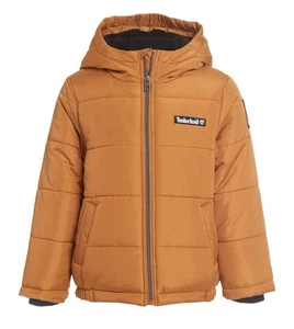 Timberland Boy’s Gold/ Beige Logo Puffer Jacket Full Zip Size M (10-12) *Flaw* - Picture 1 of 17
