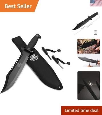 Cuchillo táctico de hoja fija con punta de clip de 10 pulgadas: ideal para camping y caza Foto 1 de 4