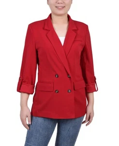 NY Collection Women's Petite Long Sleeve Double Breasted Crepe Blazer - Picture 1 of 17