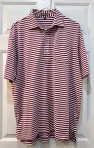 Polo Peter Millar estiva comoda uomo L rosa a righe tasca petto elasticizzata golf - Foto 1 di 7