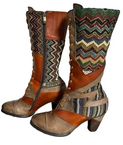 Spring Step L'Artiste Women's Malag Boot Mid Calf Bohemian Hippie Sz 7.5/ 38 - Picture 1 of 24