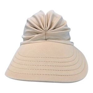 Damenhut breite Krempe Sonnenblende - beige UV-Schutz Strand Golf Sport Pferdeschwanz - Bild 1 von 9