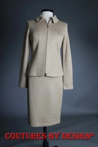 St John Strick Fischgrät Gold Nieten Rock Anzug Gr. 4/P Neu mit Etikett UVP $ 2440 - Bild 1 von 5