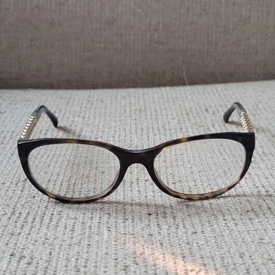 Chanel Eyeglasses 3268-Q Brown Tortoise Gold Chain Detail Frame 51-17-135 - image 1 of 4