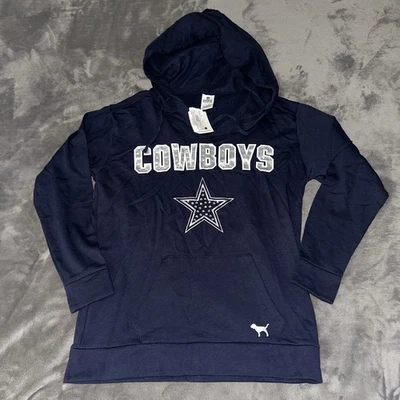 Pulôver com capuz feminino Dallas Cowboys Victoria Secret rosa novo com etiquetas Bling Collab tamanho P - Imagem 1 de 4