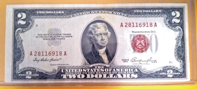 $2 Two Dollar Bill Series 1953 Red Seal, Print ERROR (Front and back) RARE - #67 - Image 1 of 3