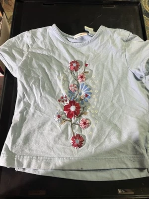 Vintage Mary Kate and Ashley Girls Blue Flower Short Sleeve Top Size 10/12 - Image 1 of 4