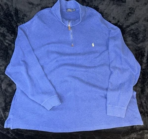 Polo By Ralph Lauren Men's Blue 1/4 Zip Sweater Size 4XLT Yellow Pony Pullover - Picture 1 of 9