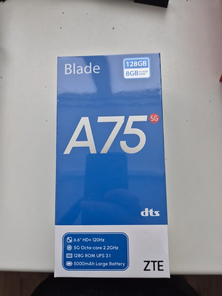 ZTE BLADE A75 5G DIAMOND BLACK 128GB DUAL SIM RAM 8GB(4GB 4GB) HD SMARTPHONE