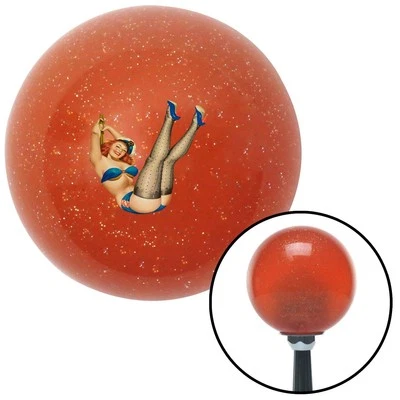 Pin Me Up Orange Metal Flake Shift Knob USA Shifter Auto Manual hurst trans tree - Image 1 of 4