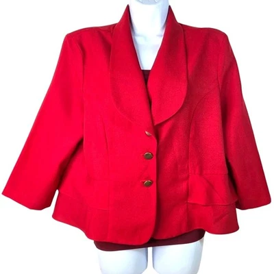 Chaqueta Blazer Roja De Colección Anthony Richards Para Mujer Manga 3/4 Talla 14 Foto 1 de 4