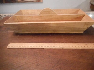 Primitive Vintage Wood Utensil Cutlery Box Tray - Picture 1 of 4