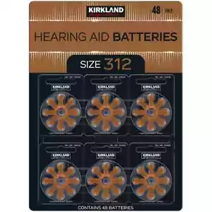 Kirkland Signature Hearing Aid Batteries Size 312 1.4V Battery Pack of 48 Bulk - Picture 1 of 3