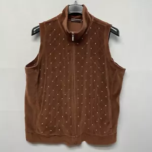 Quacker Factory Women Sleeveless Vest Jacket Size 2X Brown Velvet M270 -11 - Picture 1 of 14