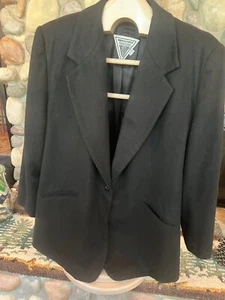 VTG J. PERCY FOR MARVIN RICHARDS Ladies Black Blazer  SZ 24  Lined 100% CASHMERE - Picture 1 of 23