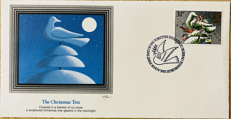 FDC~1983 BRITISH PHILATELIC SOCIETY~THE CHRISTMAS TREE COVERED IN ICY SNOW - Image 1 of 1