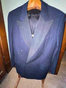 VTG 40S MEN 40 WOOL TUXEDO HOLLYWOOD COCKTAIL PLAYBOY SMOKING BLAZER SUIT JACKET - Picture 1 of 11