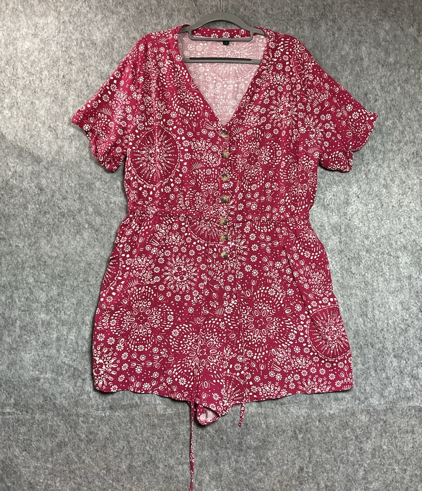 Mameluco Jersey Torrid Mujer Grande Rosa Bolsillos Geométricos 1 Pieza Pantalones Cortos Costeros* Foto 1 de 4