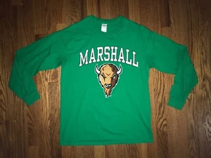 Camisa de manga larga Marshall University para hombre mediana usada verde rebaño trueno - Imagen 1 de 4