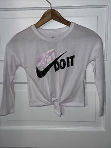 Nike Girls M 5-6 Crop Tie Long Sleeve T Shirt JUST DO IT
