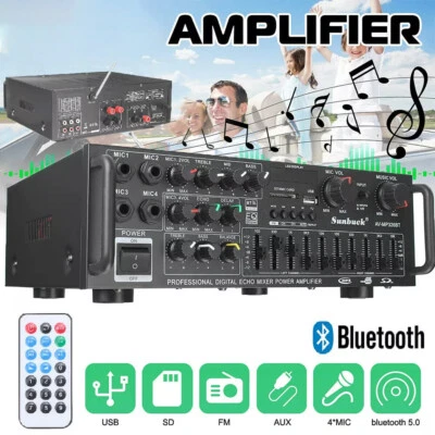 HiFi Verstärker Bluetooth 2000W Party Musik Equipment RCA Stereo Audio Amplifier - Bild 1 von 4