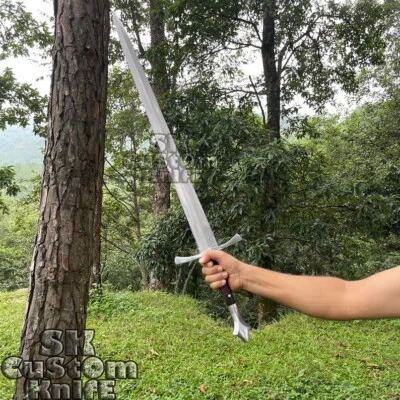 Espada Vikinga Hecha a Mano 5160 Resorte Acero Templado Aceite Doble Borde Espada 38" Foto 1 de 4