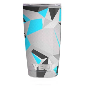 Skin Decal for Yeti 20 oz Rambler Tumbler Cup / Baby Blue Grey Glass Design - Picture 1 of 1