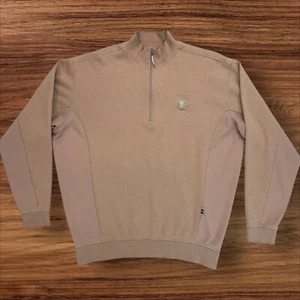 Ashworth Golf Pullover Men L Brown EZ Tech 1/4 Zip Mock Neck Long Sleeve Sweater - Picture 1 of 10