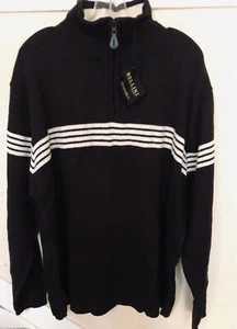 NWT BELLINI COLLECTION MEN'S 1/4 Zip Mock Neck Dark Brown Knit Sweater. - Picture 1 of 4