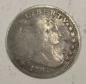 1797 Draped Bust Half Dime. .05. Fine Details Obverse Dmg. Very Scarce. - Picture 1 of 3