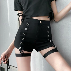 Lady Punk Rock Shorts Bandage Hollow Out High Waist Hot Pants Dance Club Fashion - Picture 1 of 10