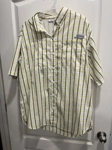 Columbia PFG Mens Fishing Shirt LARGE Short Sleeve Button Down Vented Plaid - Picture 1 of 7