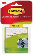 3M Command Small Poster Strips Damage Free Hanging 48 Pack