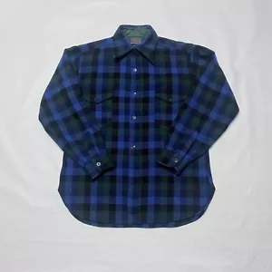 Giacca camicia lana vintage Pendleton tessuto spesso bottoni verde pesante USA anni 70 L flanella - Foto 1 di 17