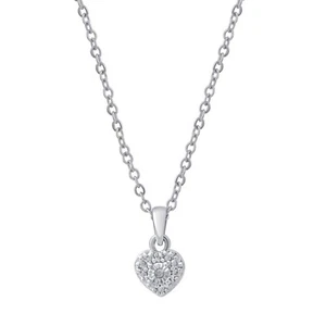 Valentine Gift Rhodium Plated Diamond Accent Heart Necklace Chain for Women Her - Picture 1 of 2