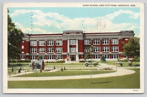 Norfolk NE Nebraska High School City Park 1940 Postcard - Picture 1 of 2