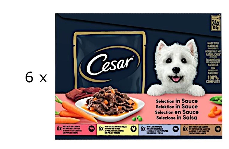 (EUR 6 66 / kg) CESAR Selektion in Sauce 4 Sorten 48 Beutel g