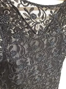 Maroon Collection Vintage Perlen Kleid UK Größe 14 Gatsby Cocktailkleid Blumenmuster - Bild 1 von 5