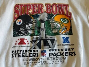 Green Bay Packers vs Pittsburgh Steelers Super Bowl 45 2011 Sweatshirt White - Picture 1 of 4