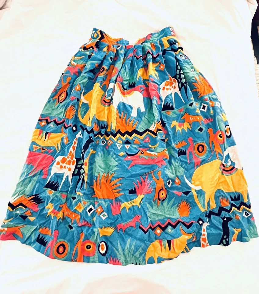 Vintage 80’s colorful safari skirt by Michelle Stuart size 8 - Image 1 of 4