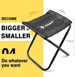 Fotopro Folding Chair Mini Stool Camping Fishing Travel Picnic Black Storage Bag - Picture 1 of 6
