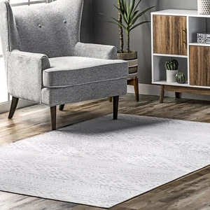 nuLOOM Calia Transitional Light Gray Indoor Washable Area Rug - Picture 1 of 3